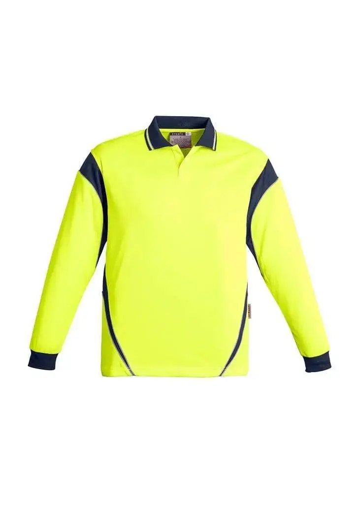 SYZMIK Men’s Hi Vis Aztec Polo - Long Sleeve ZH249 Metro Workwear.